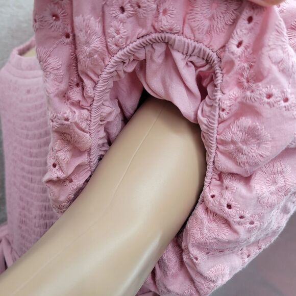 Westbound Pink Smocked Eyelet Cotton Maxi Dress Women's Size Large NEW - Picture 6 of 12